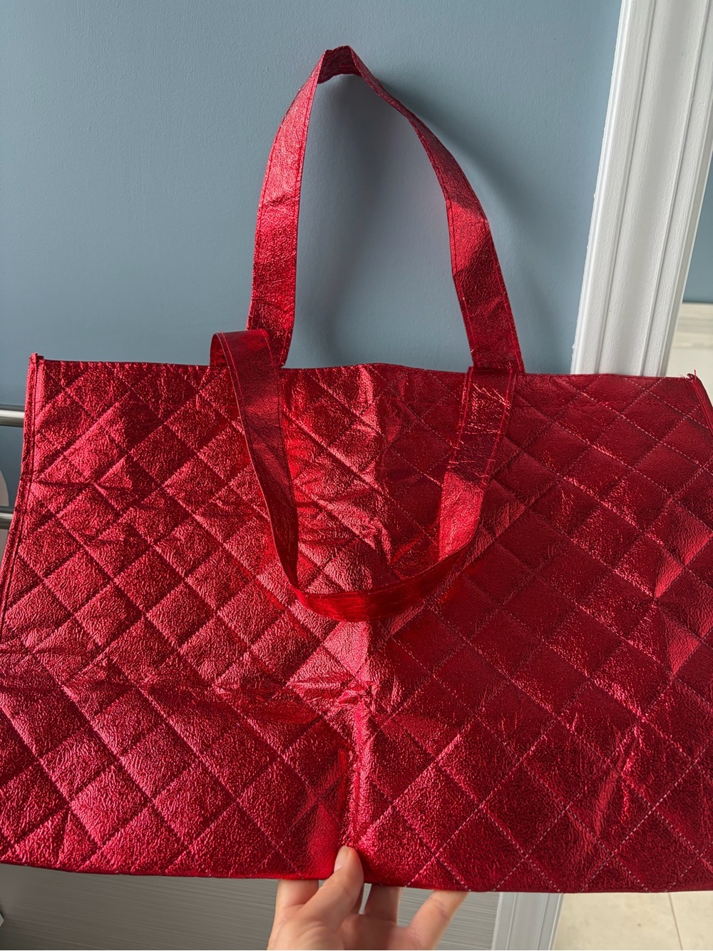Shiny Quilted Red Tote Bag - Everyday Carry